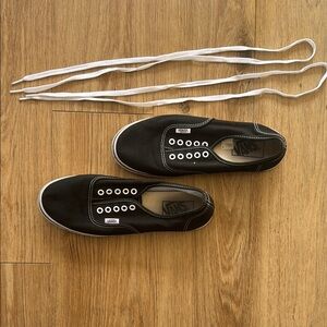 Vans Black and White Athletic Shoes Classic Canvas Design